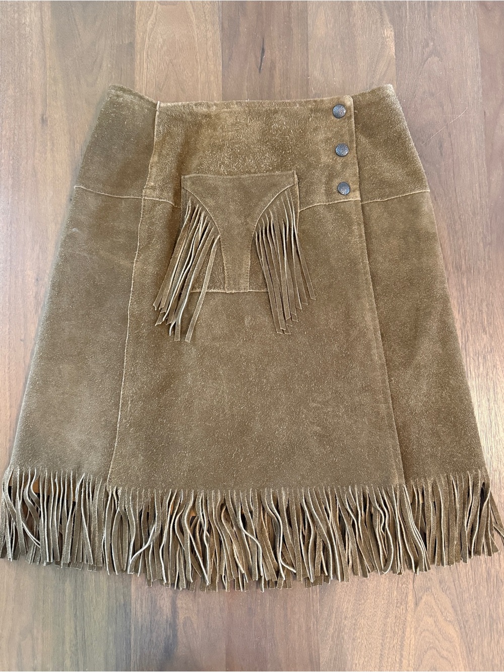 Vintage Sullivan of Albuquerque Brown Suede Fringe Skirt USA Women’s 12